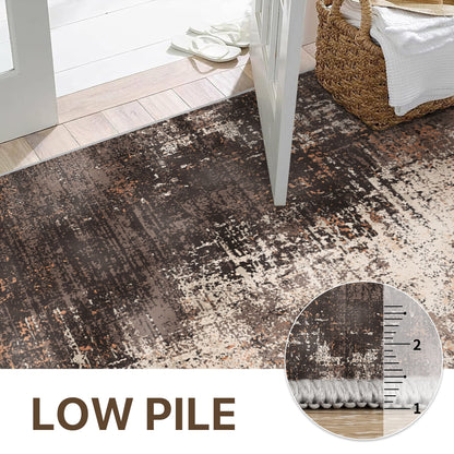 KUETH 8x10 Area Rugs for Living Room Bedroom, Machine Washable Rug Stain Resistant Non-Shed Carpet, Low Pile Mat with Non Slip Backing