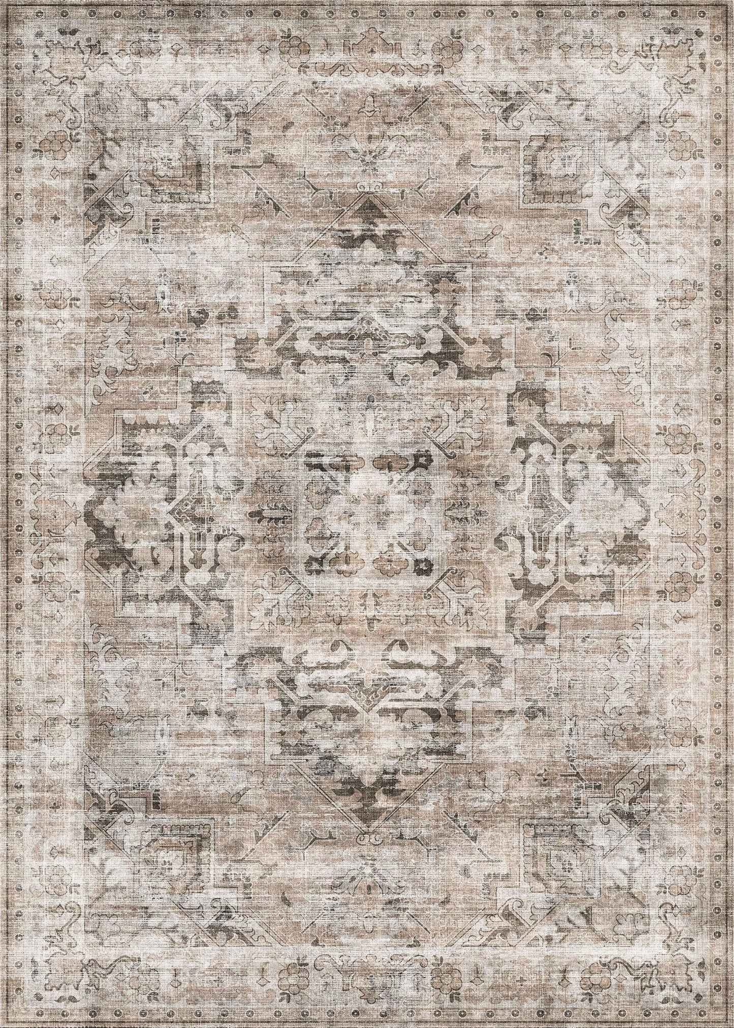 KUETH 8x10 Area Rugs for Living Room Bedroom, Machine Washable Stain Resistant Non-Shed Carpet,, Low Pile Mat with Non Slip Backing