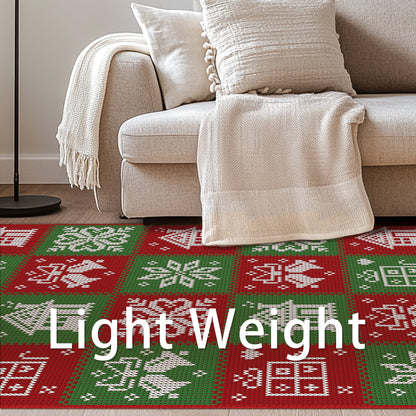 KUETH 8X10 Area Rugs Christmas Rug, Machine Washable Rug, Area Rugs for Livingroom, Printed Christmas Decor,Ultra-thin Non Slip Rug, Low Pile for Bedroom, Kitchen, Dinning room