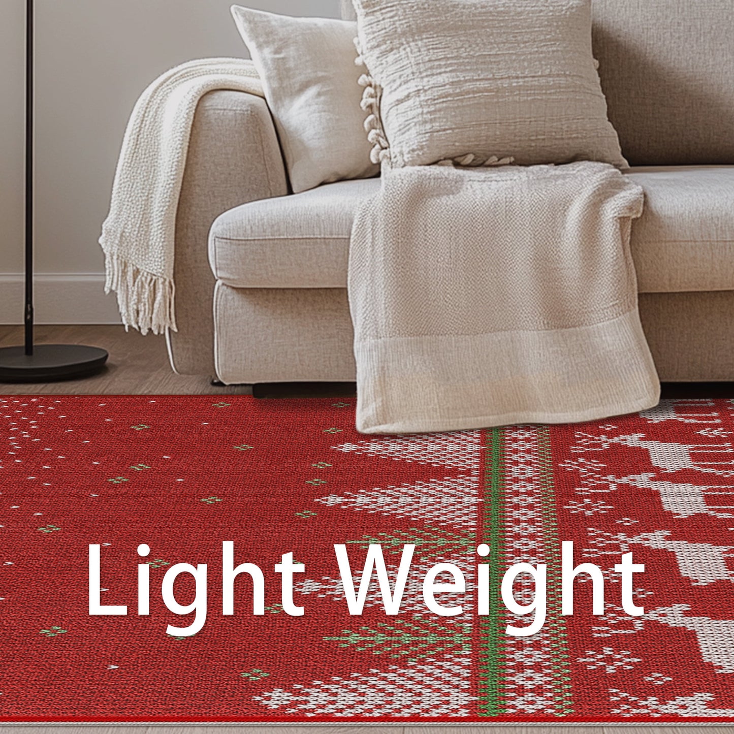 KUETH 3X5 Area Rugs Christmas Rug, Machine Washable Rug, Christmas Area Rugs for Livingroom, Ultra-thin Printed Christmas Rugs Decor, Non Slip Runner Rug, Low Pile for Bedroom