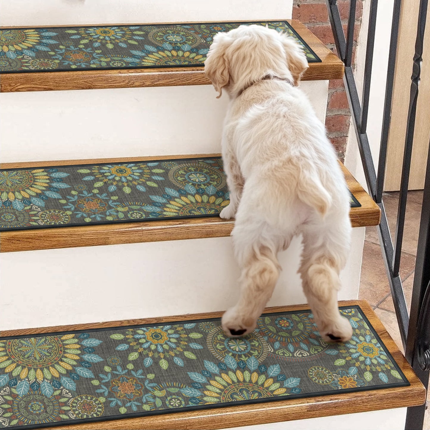 KUETH Stair Treads Non Slip 15 PCS, 8" X 30" Edging Stair Runner for Wooden Steps Indoor, Resistant Stair Rugs with Reusable Rubber Adhesive Backing, Residue Free Mat for Kids, Elders, Pets