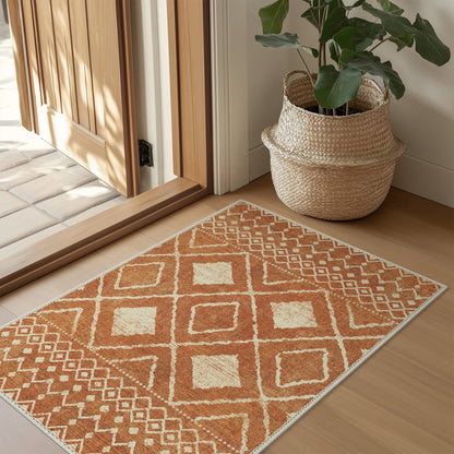 KUETH 2'x3' Area Rugs for Living Room, Non Slip Machine Washable Vintage Indoor Rug, Ultra Thin Chenille Print Rug for Bedroom Dining Room Home Office