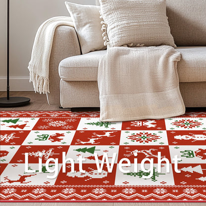 KUETH 6X9 Area Rugs Christmas Rug, Machine Washable Rug, Area Rugs for Livingroom, Printed Christmas Decor,Ultra-thin Non Slip Rug, Low Pile for Bedroom, Kitchen, Dinning room