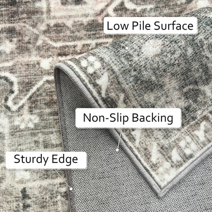 KUETH 8x10 Area Rugs for Living Room Bedroom, Machine Washable Stain Resistant Non-Shed Carpet,, Low Pile Mat with Non Slip Backing