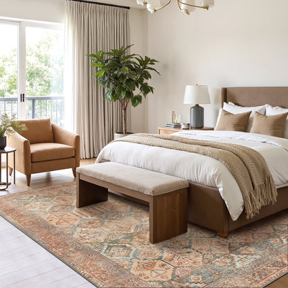 KUETH 8x10 Area Rugs for Living Room Bedroom, Machine Washable Stain Resistant Non-Shed Carpet,, Low Pile Mat with Non Slip Backing