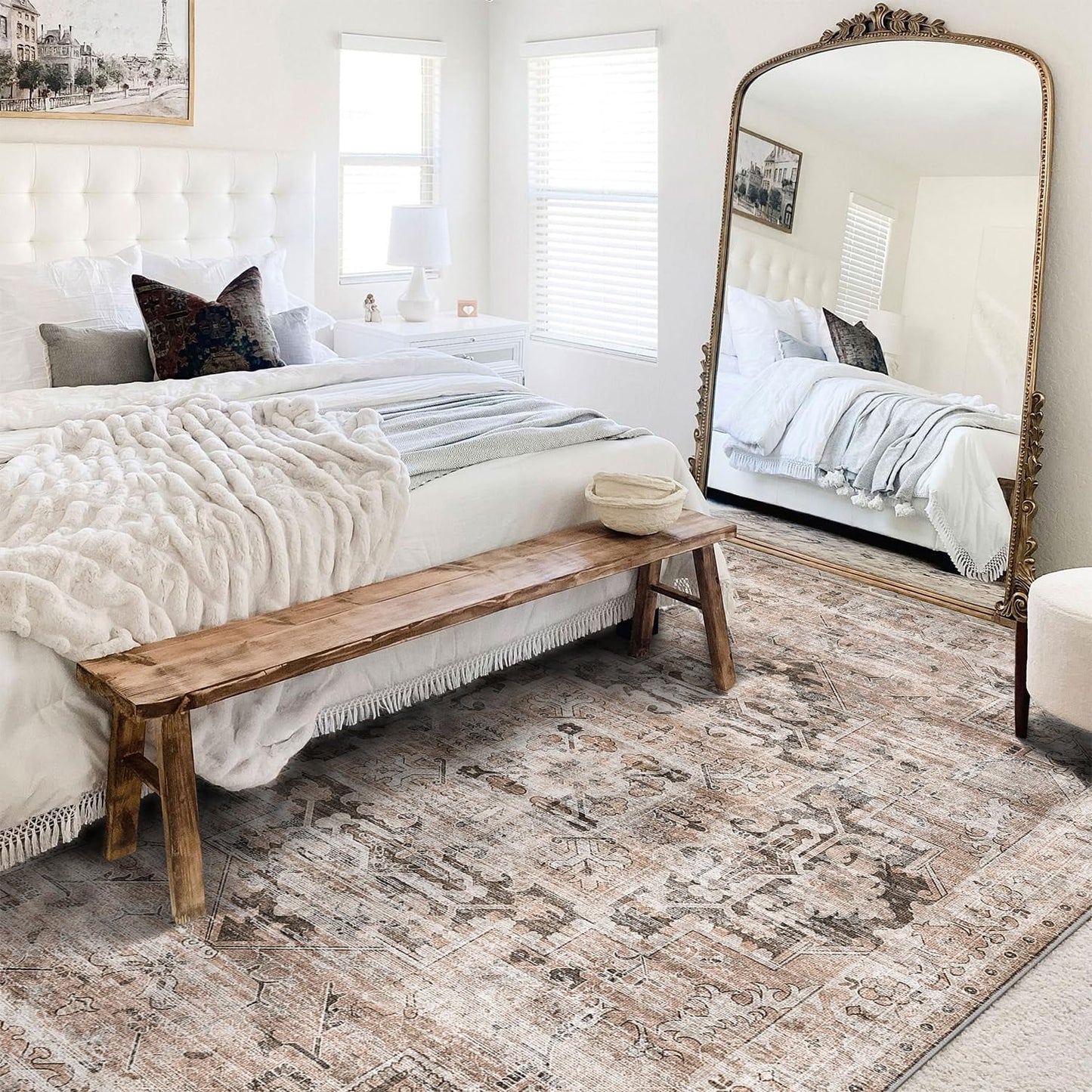 KUETH 8x10 Area Rugs for Living Room Bedroom, Machine Washable Stain Resistant Non-Shed Carpet,, Low Pile Mat with Non Slip Backing