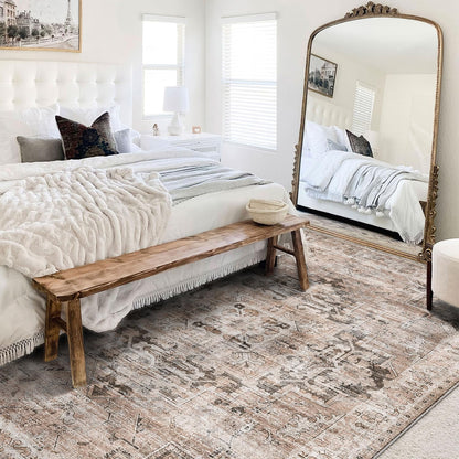 KUETH 8x10 Area Rugs for Living Room Bedroom, Machine Washable Stain Resistant Non-Shed Carpet,, Low Pile Mat with Non Slip Backing