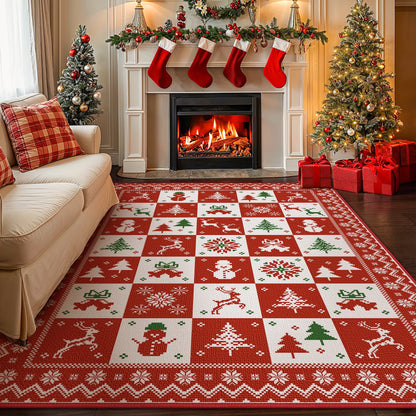 KUETH 6X9 Area Rugs Christmas Rug, Machine Washable Rug, Area Rugs for Livingroom, Printed Christmas Decor,Ultra-thin Non Slip Rug, Low Pile for Bedroom, Kitchen, Dinning room
