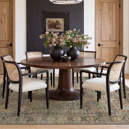 KUETH 3'x5' Area Rugs for Living Room, Non Slip Machine Washable Vintage Indoor Rug, Low Pile Chenille Print Rug for Bedroom Dining Room Home Office