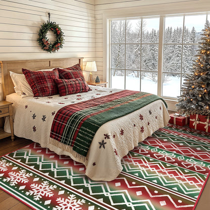 KUETH 8X10 Area Rugs Christmas Rug, Machine Washable Rug, Christmas Area Rugs for Livingroom, Ultra-thin Printed Christmas Rugs Decor, Non Slip Rug, Low Pile Carpet for Bedroom
