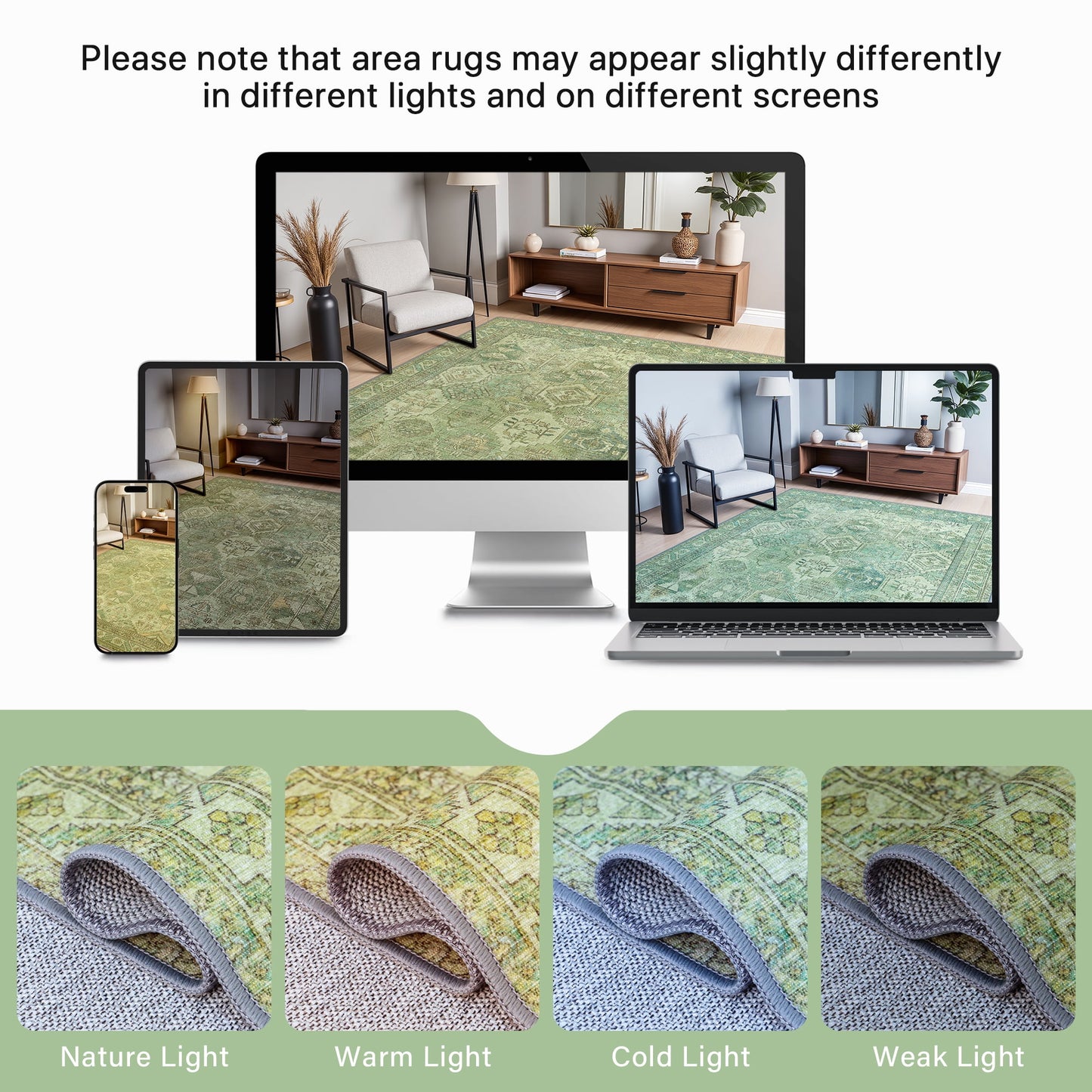 KUETH Area Rugs for Living Room, Large Washable Rug with Non Slip, Ultra Thin Rug for Bedroom,Kitchen,Dorm,Playroom, Clear Vintage Print Area Rugs
