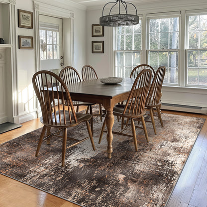 KUETH 8x10 Area Rugs for Living Room Bedroom, Machine Washable Rug Stain Resistant Non-Shed Carpet, Low Pile Mat with Non Slip Backing