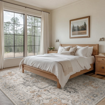 KUETH 4x6 Area Rugs for Living Room, Non Slip Machine Washable Retro Rugs, Ultra-thin Print Rug for Bedroom, Dining Room, Home Office.