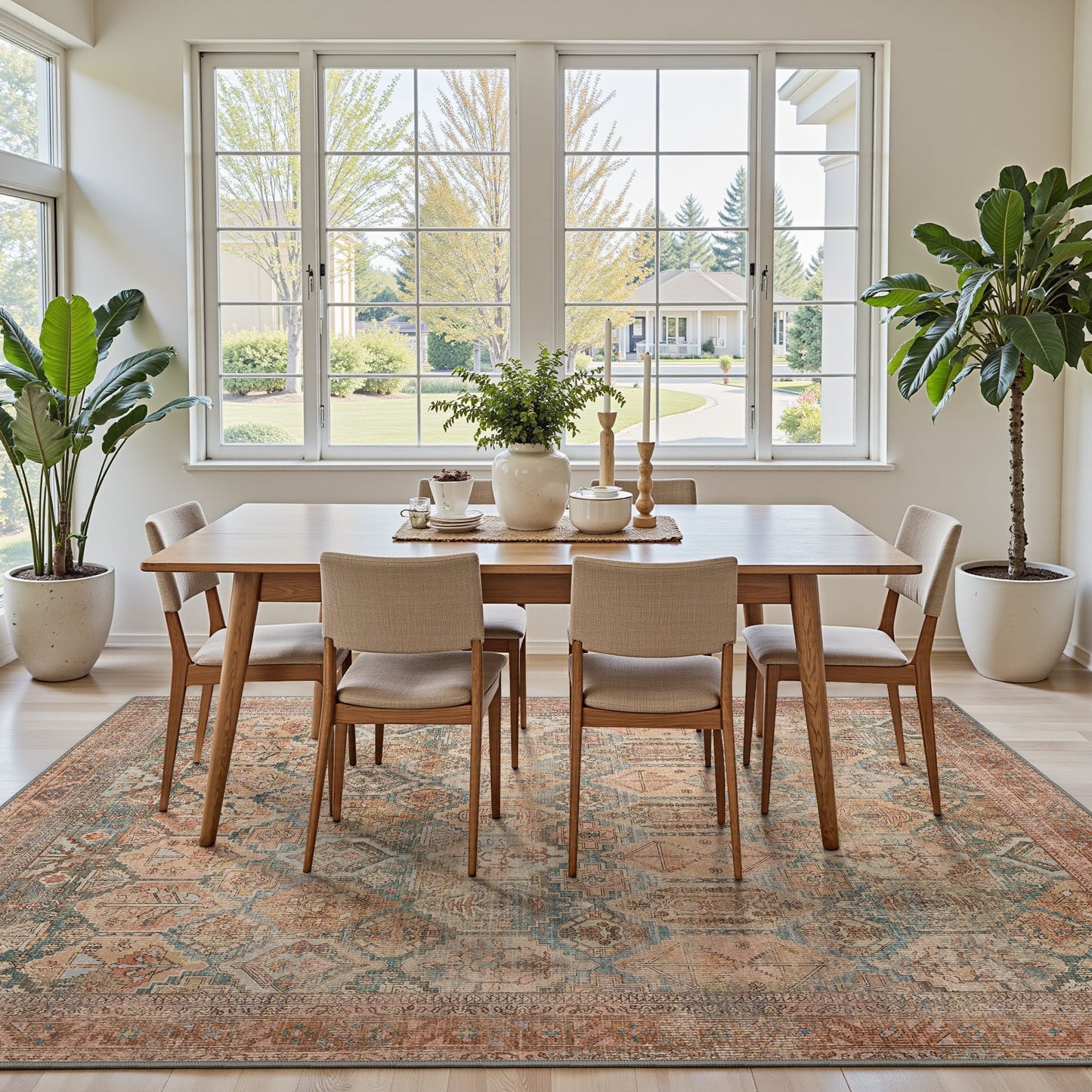 KUETH 8x10 Area Rugs for Living Room Bedroom, Machine Washable Stain Resistant Non-Shed Carpet,, Low Pile Mat with Non Slip Backing
