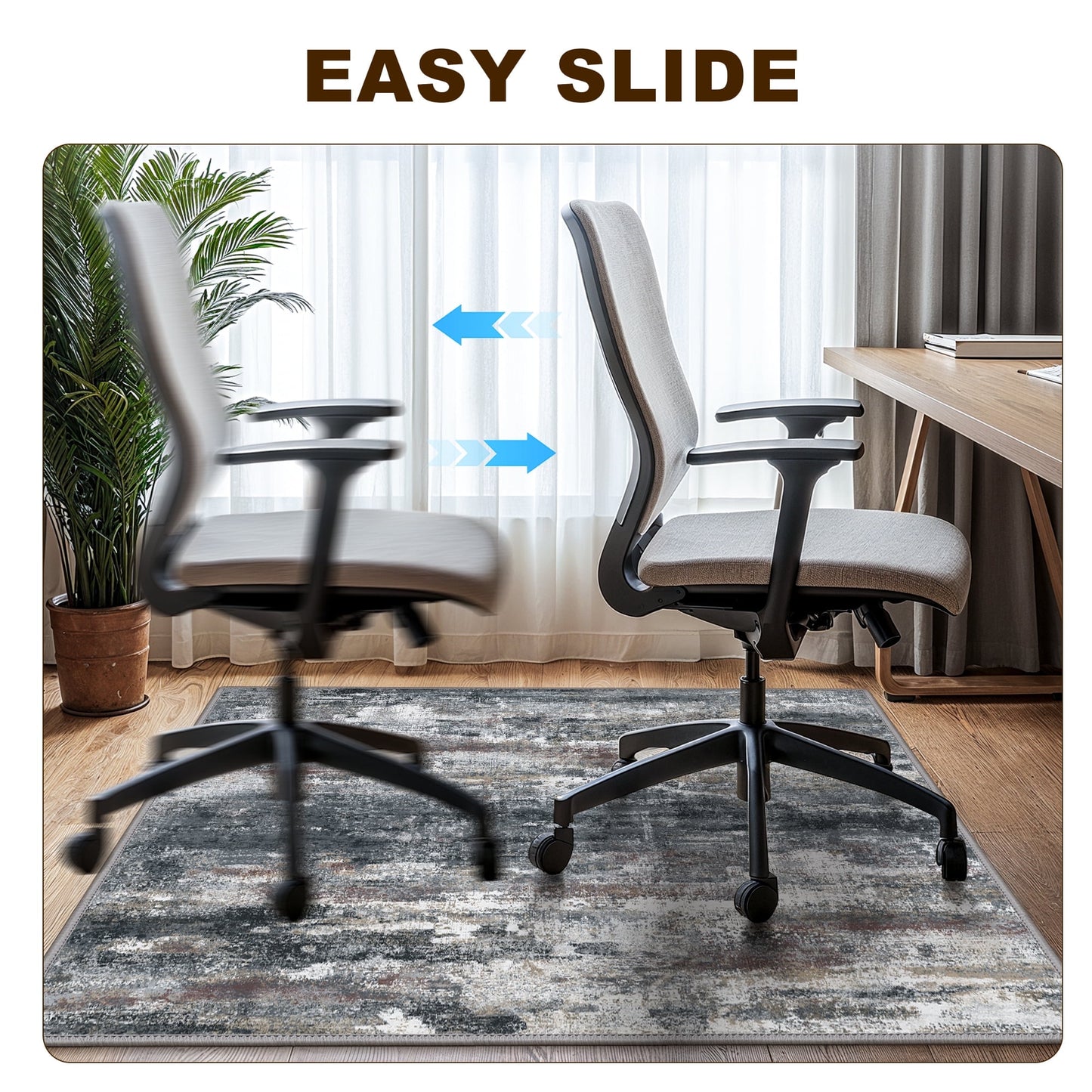 KUETH 48"X 60" Protective Flooring Office Chair Mat for Hardwood Floor and Tile Floor, Heavy Duty Desk Chair Mat for Carpets, Anti Slip Office Floor Mats for Rolling Chairs, Low Pile Under Desk Rug
