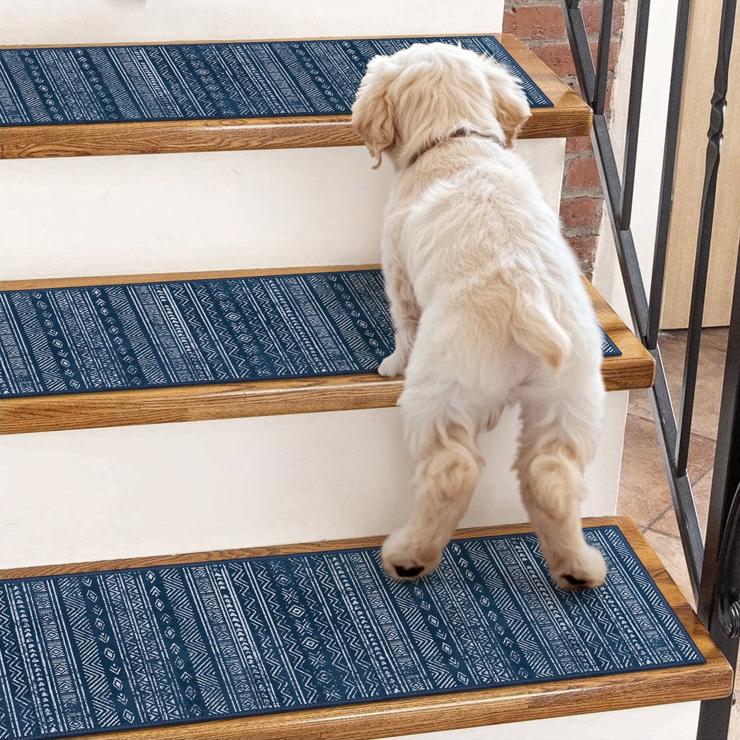 KUETH Stair Treads Non Slip 15 PCS, 8" X 30" Edging Stair Runner for Wooden Steps Indoor, Resistant Stair Rugs with Reusable Rubber Adhesive Backing, Residue Free Mat for Kids, Elders, Pets