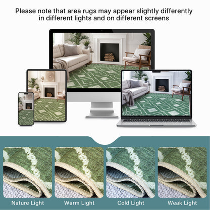 KUETH 3'x5' Area Rugs for Living Room, Non Slip Machine Washable Vintage Indoor Rug, Ultra Thin Chenille Print Rug for Bedroom Dining Room Home Office