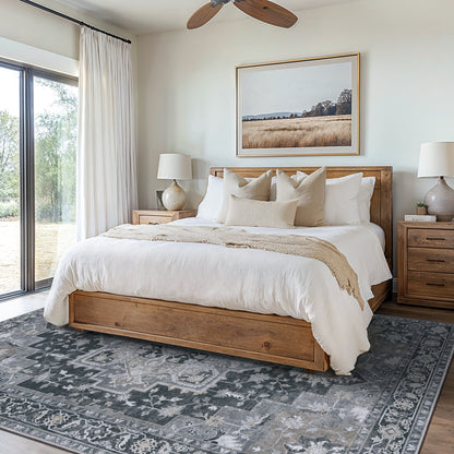 KUETH 5X7 Area Rugs for Living Room, Non Slip Machine Washable Retro Rugs, Ultra-thin Print Rug for Bedroom, Dining Room, Home Office.