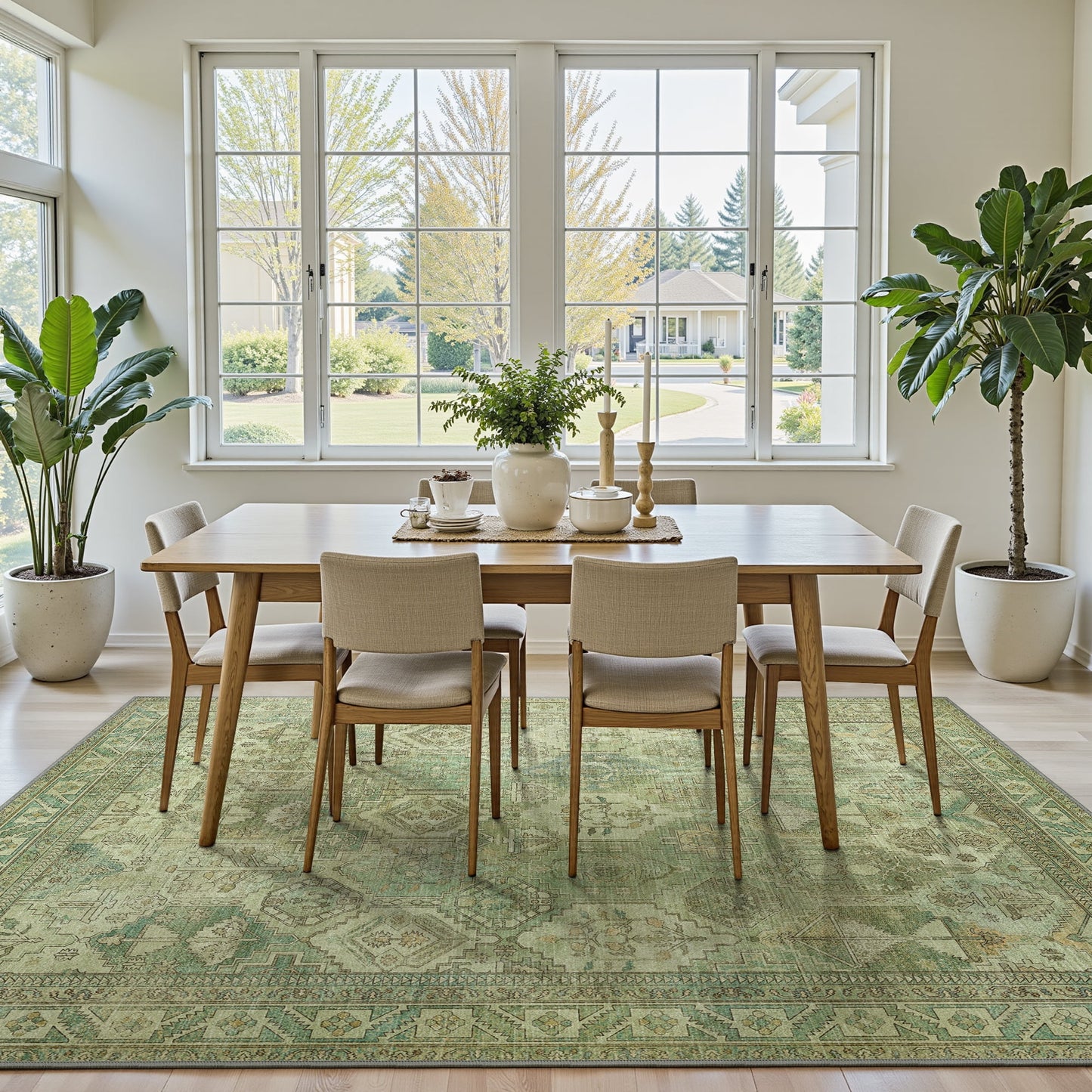 KUETH Area Rugs for Living Room, Large Washable Rug with Non Slip, Ultra Thin Rug for Bedroom,Kitchen,Dorm,Playroom, Clear Vintage Print Area Rugs