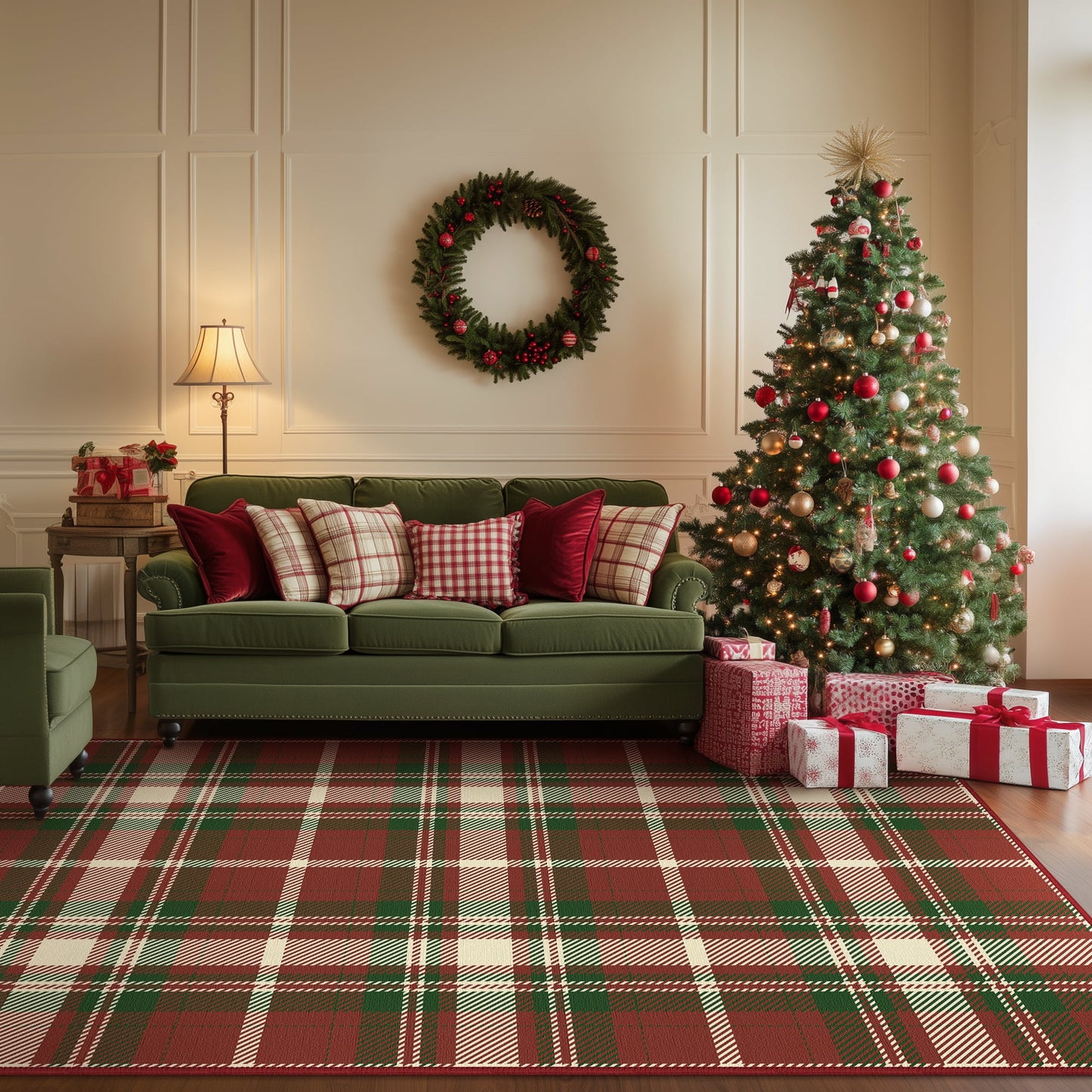 KUETH 3X5 Area Rugs Christmas Rug, Machine Washable Rug, Christmas Area Rugs for Livingroom, Ultra-thin Printed Christmas Rugs Decor, Non Slip Rug for Bedroom