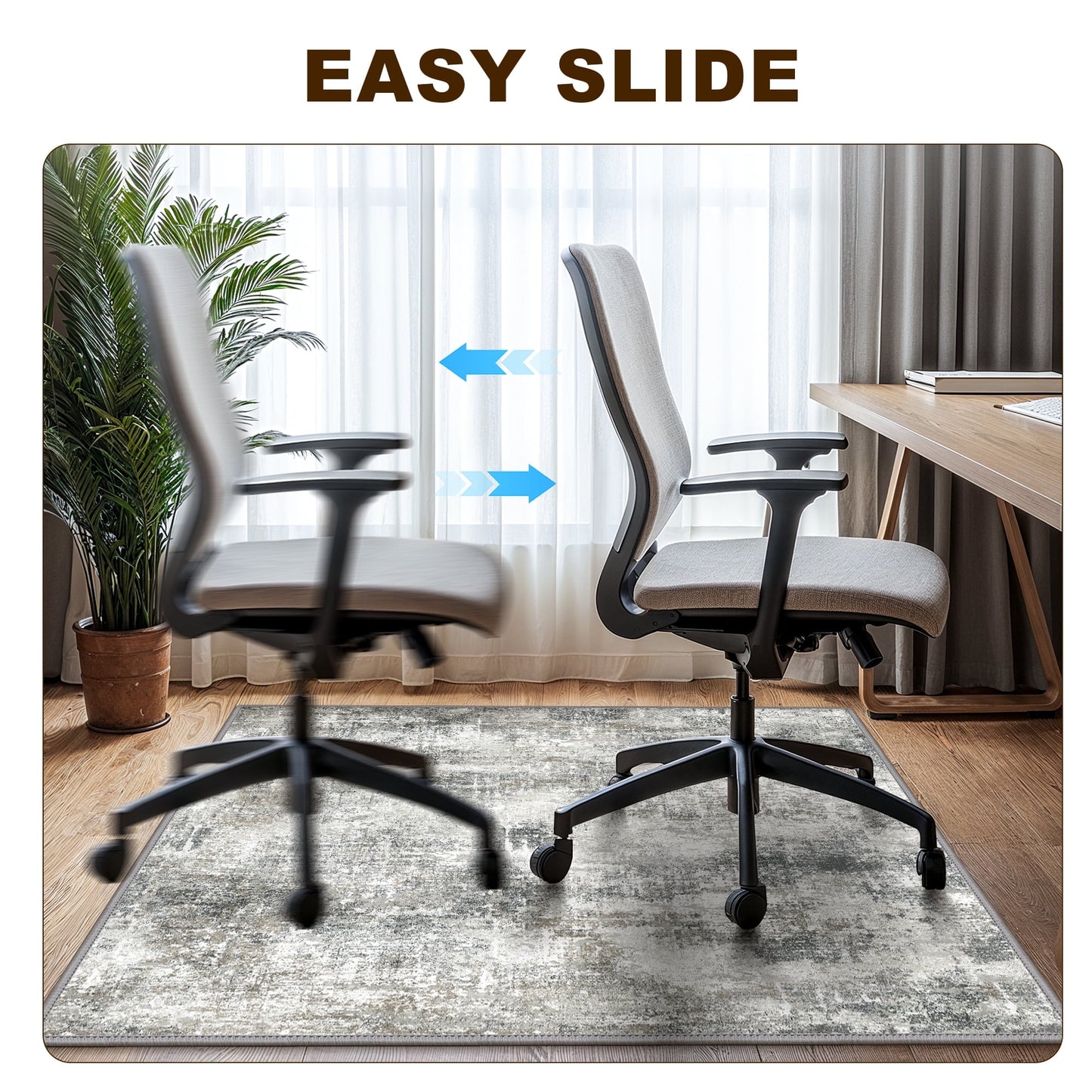 KUETH 48"X 60" Protective Flooring Office Chair Mat for Hardwood Floor and Tile Floor, Heavy Duty Desk Chair Mat for Carpets, Anti Slip Office Floor Mats for Rolling Chairs, Low Pile Under Desk Rug