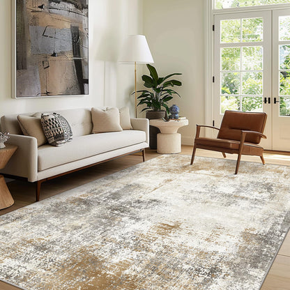 KUETH 8x10 Area Rugs for Living Room Bedroom, Machine Washable Rug Stain Resistant Non-Shed Carpet, Low Pile Mat with Non Slip Backing