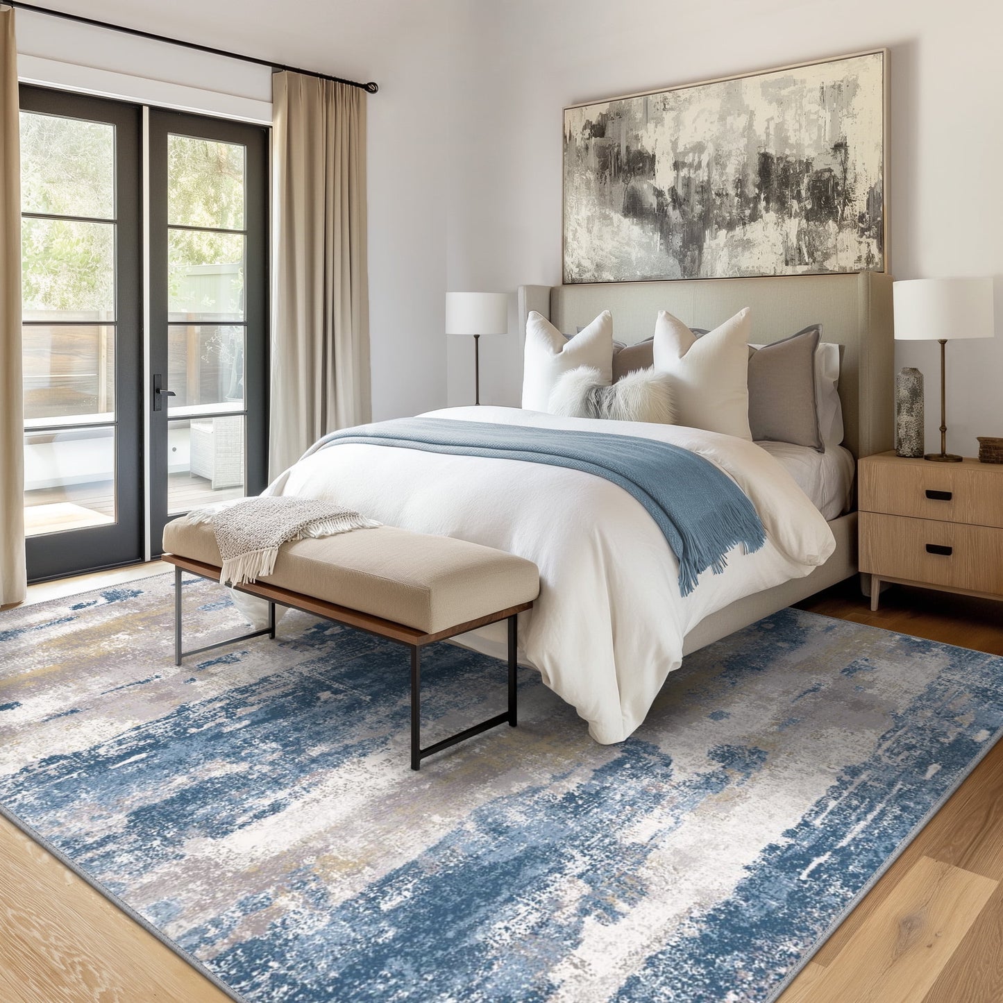 KUETH 3'x5' Area Rugs for Living Room, Non Slip Machine Washable Vintage Indoor Rug, Low Pile Print Rug for Bedroom Dining Room Home Office